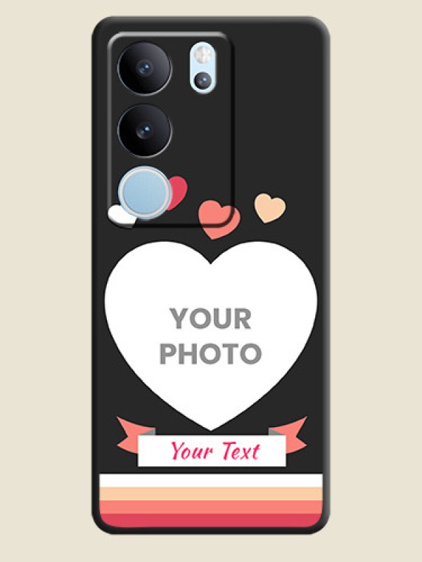 Custom Love Shaped Photo with Colorful Stripes On Space Black Custom Soft Matte Mobile Back Cover - Vivo V29 5G - alternate view