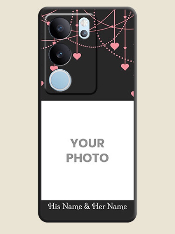 Custom Pink Love Hangings with Text On Space Black Custom Soft Matte Mobile Back Cover - Vivo V29 5G - alternate view