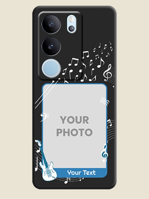 Custom Musical Theme Design with Text on Photo On Space Black Custom Soft Matte Mobile Back Cover - Vivo V29 5G - alternate view