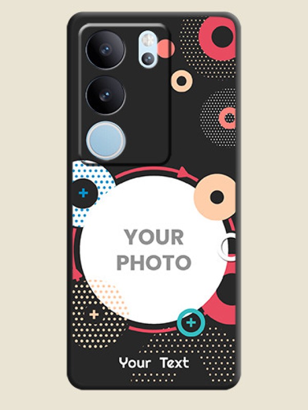 Custom Multicoloured Round Image On Space Black Custom Soft Matte Mobile Back Cover - Vivo V29 5G - alternate view