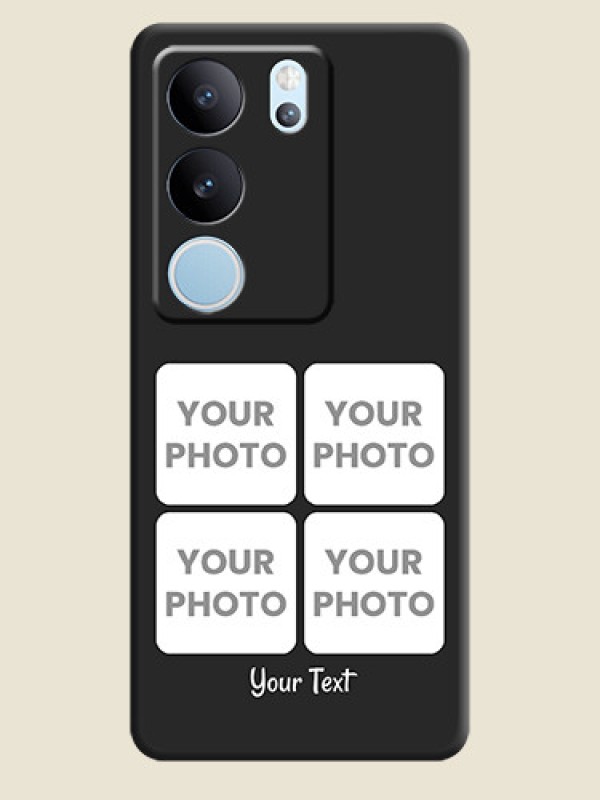 Custom Floral Art with 6 Image Holder on Photo On Space Black Custom Soft Matte Mobile Back Cover - Vivo V29 5G - alternate view