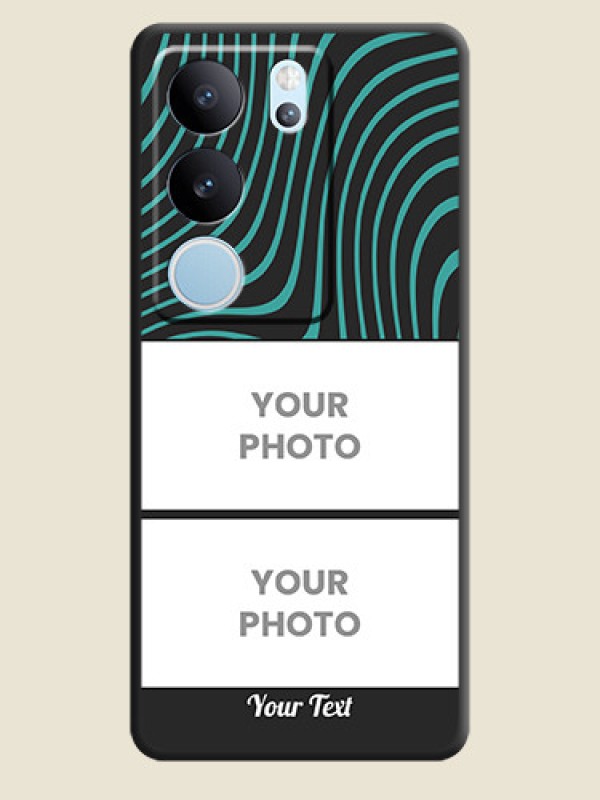 Custom Wave Pattern with 2 Image Holder On Space Black Custom Soft Matte Mobile Back Cover - Vivo V29 5G - alternate view