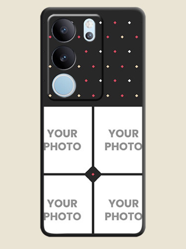Custom Multicolor Dotted Pattern with 4 Image Holder On Space Black Custom Soft Matte Mobile Back Cover - Vivo V29 5G - alternate view