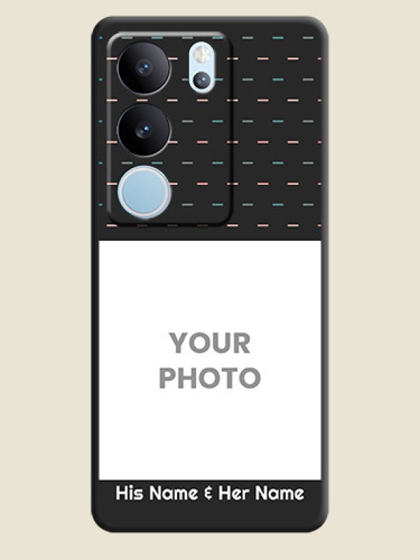 Custom Line Pattern Design with Text On Space Black Custom Soft Matte Mobile Back Cover - Vivo V29 5G - alternate view