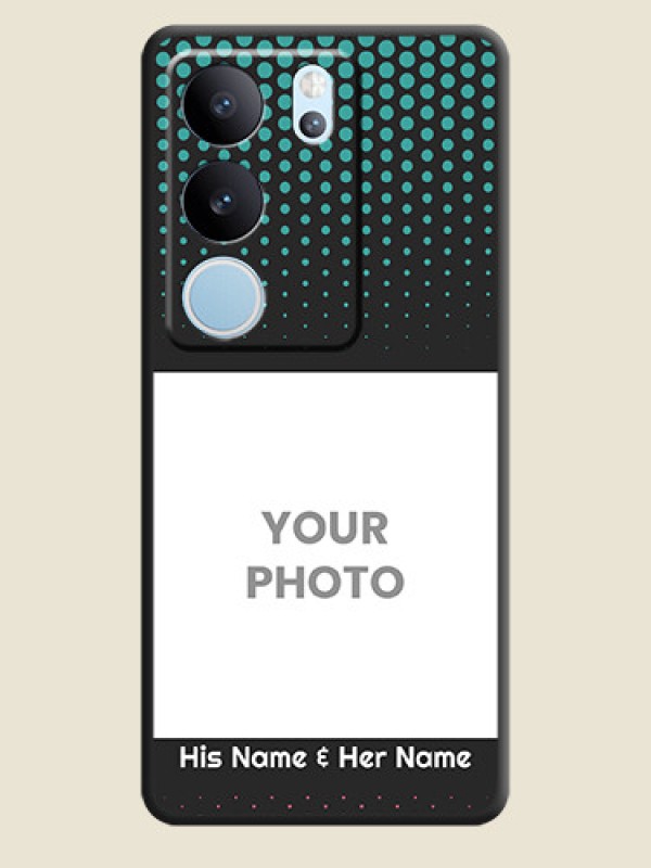 Custom Faded Dots with Grunge Photo Frame and Text On Space Black Custom Soft Matte Mobile Back Cover - Vivo V29 5G - alternate view