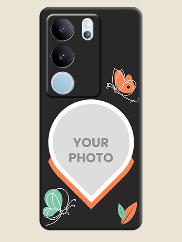 Custom Upload Pic With Simple Butterly Design On Space Black Custom Soft Matte Mobile Back Cover - Vivo V29 5G - alternate view