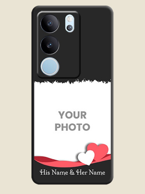 Custom Pin Color Love Shaped Ribbon Design with Text On Space Black Custom Soft Matte Mobile Back Cover - Vivo V29 Pro 5G - alternate view