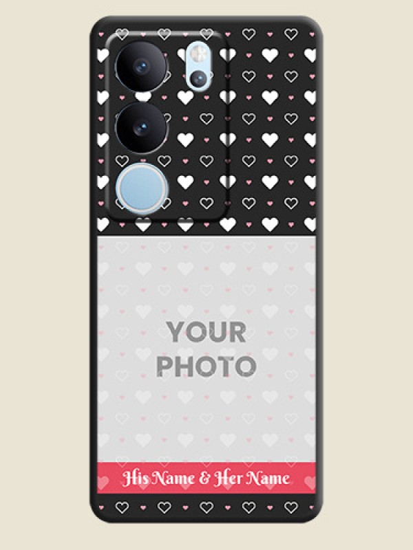 Custom White Color Love Symbols with Text Design on Photo On Space Black Custom Soft Matte Mobile Back Cover - Vivo V29 Pro 5G - alternate view