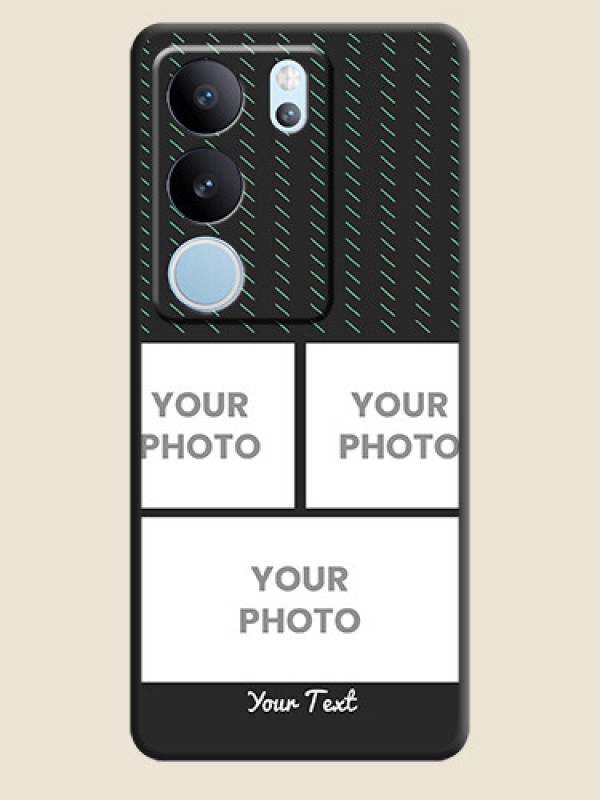 Custom Cross Dotted Pattern with 2 Image Holder On Space Black Custom Soft Matte Mobile Back Cover - Vivo V29 Pro 5G - alternate view