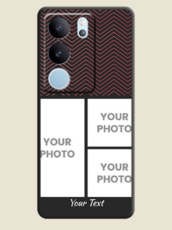 Custom Wave Pattern with 3 Image Holder On Space Black Custom Soft Matte Mobile Back Cover - Vivo V29 Pro 5G - alternate view