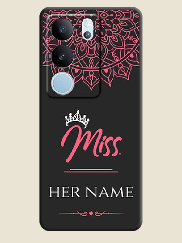 Custom Mrs Name with Floral Design On Space Black Custom Soft Matte Mobile Back Cover - Vivo V29 Pro 5G - alternate view