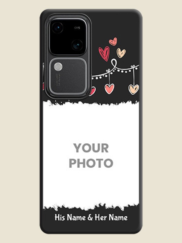 Custom Pink Love Hangings with Name on Space Black Custom Soft Matte Phone Cases - Vivo V30 5G - alternate view