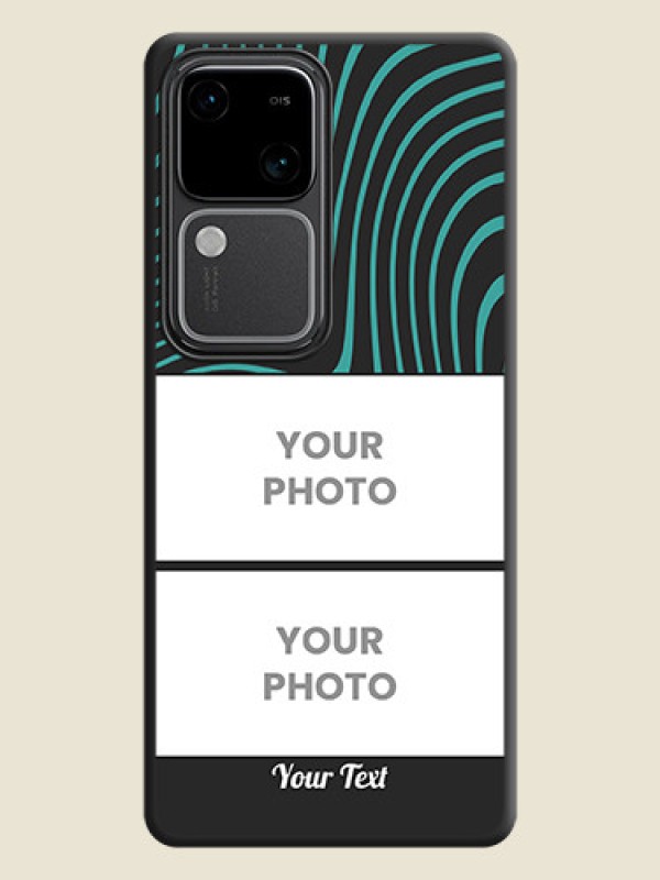 Custom Wave Pattern with 2 Image Holder on Space Black Personalized Soft Matte Phone Covers - Vivo V30 5G - alternate view