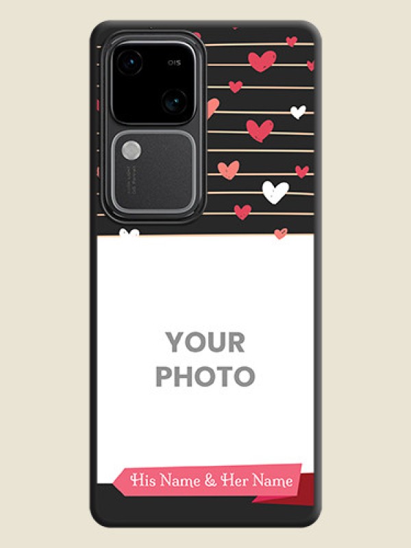Custom Love Pattern with Name on Pink Ribbon - Photo on Space Black Soft Matte Back Cover - Vivo V30 Pro 5G - alternate view