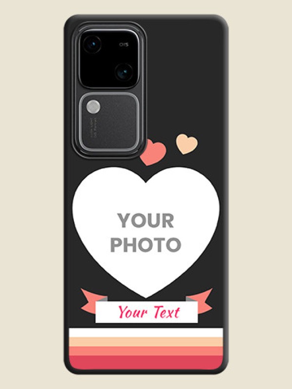 Custom Love Shaped Photo with Colorful Stripes on Personalised Space Black Soft Matte Cases - Vivo V30 Pro 5G - alternate view