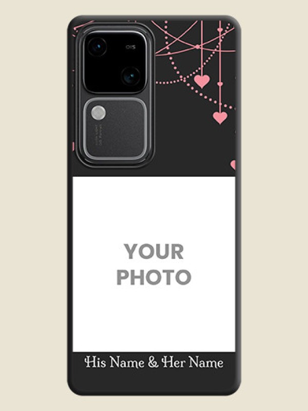 Custom Pink Love Hangings with Text on Space Black Custom Soft Matte Back Cover - Vivo V30 Pro 5G - alternate view