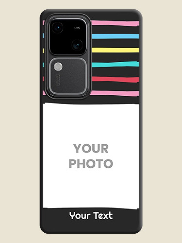 Custom Multicolor Lines with Image on Space Black Personalized Soft Matte Phone Covers - Vivo V30 Pro 5G - alternate view