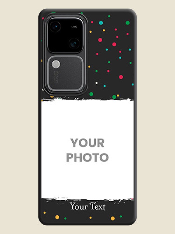 Custom Multicolor Dotted Pattern with Text on Space Black Custom Soft Matte Phone Back Cover - Vivo V30 Pro 5G - alternate view