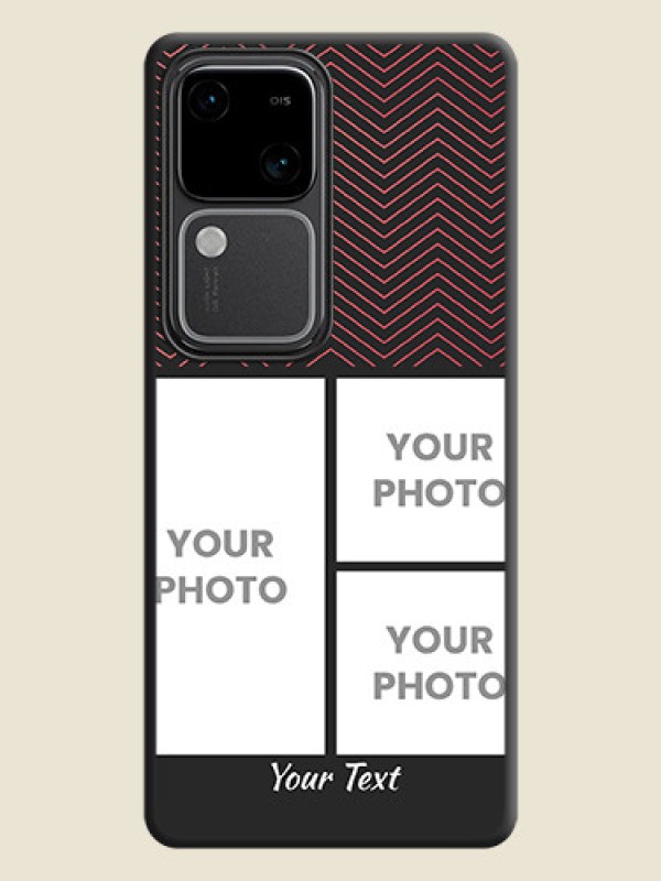 Custom Wave Pattern with 3 Image Holder on Space Black Custom Soft Matte Back Cover - Vivo V30 Pro 5G - alternate view