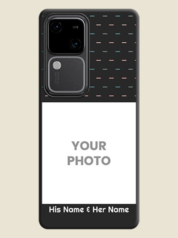 Custom Line Pattern Design with Text on Space Black Custom Soft Matte Phone Back Cover - Vivo V30 Pro 5G - alternate view