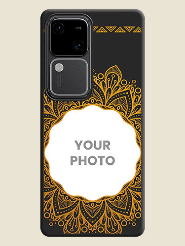 Custom Round Image with Floral Design - Photo on Space Black Soft Matte Mobile Cover - Vivo V30 Pro 5G - alternate view
