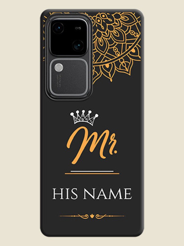 Custom Mr Name with Floral Design on Personalised Space Black Soft Matte Cases - Vivo V30 Pro 5G - alternate view