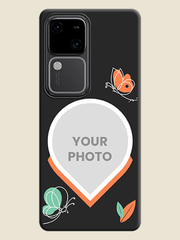 Custom Upload Pic With Simple Butterly Design On Space Black Personalized Soft Matte Phone Covers - Vivo V30 Pro 5G - alternate view