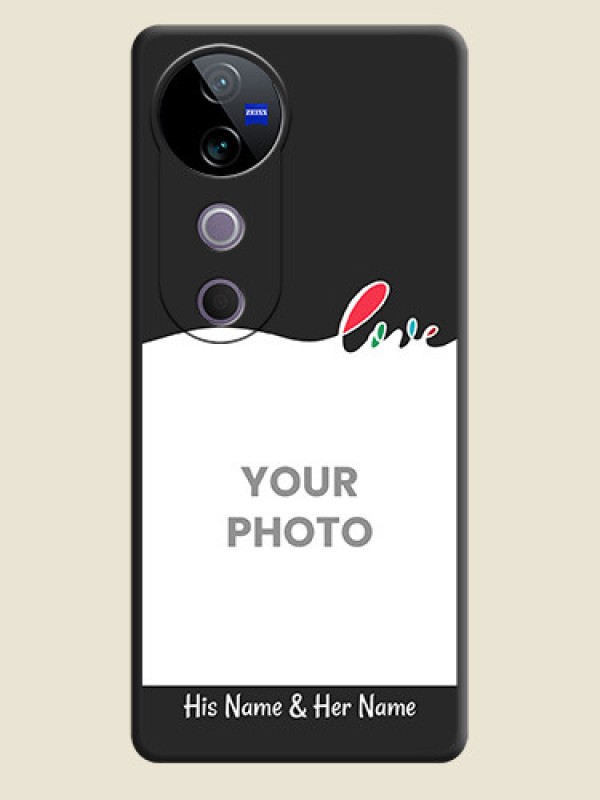 Custom Fall in Love Pattern with Picture on Photo On Space Black Custom Soft Matte Mobile Back Cover - Vivo V40 5G - alternate view
