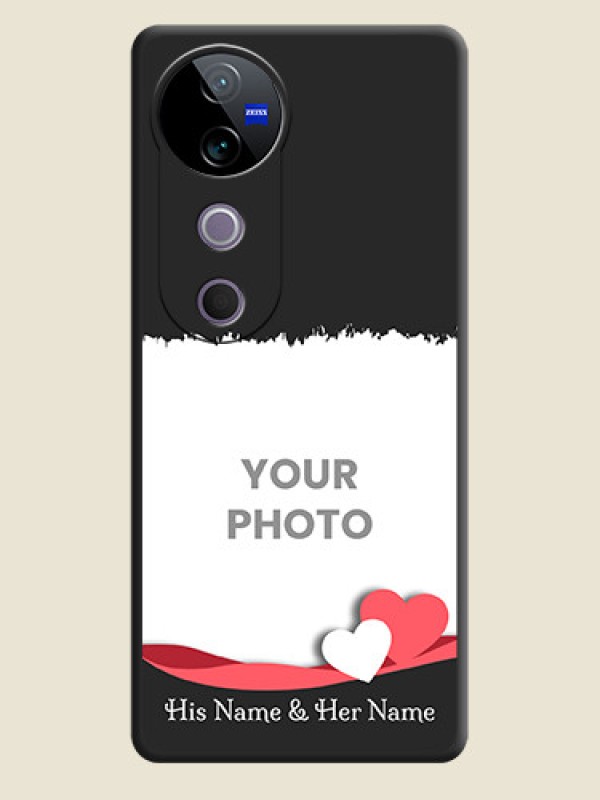 Custom Pin Color Love Shaped Ribbon Design with Text On Space Black Custom Soft Matte Mobile Back Cover - Vivo V40 5G - alternate view