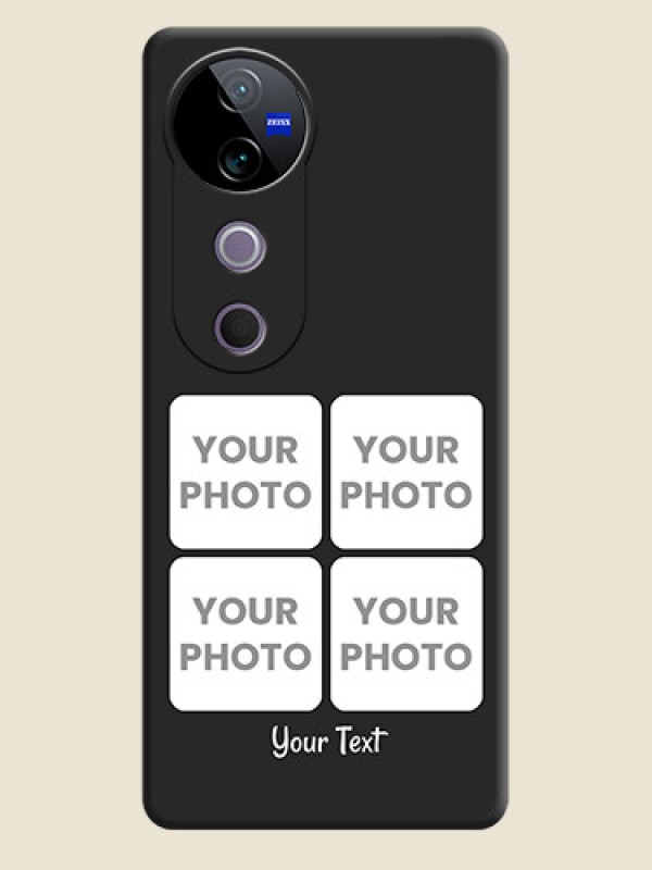 Custom Floral Art with 6 Image Holder on Photo On Space Black Custom Soft Matte Mobile Back Cover - Vivo V40 5G - alternate view