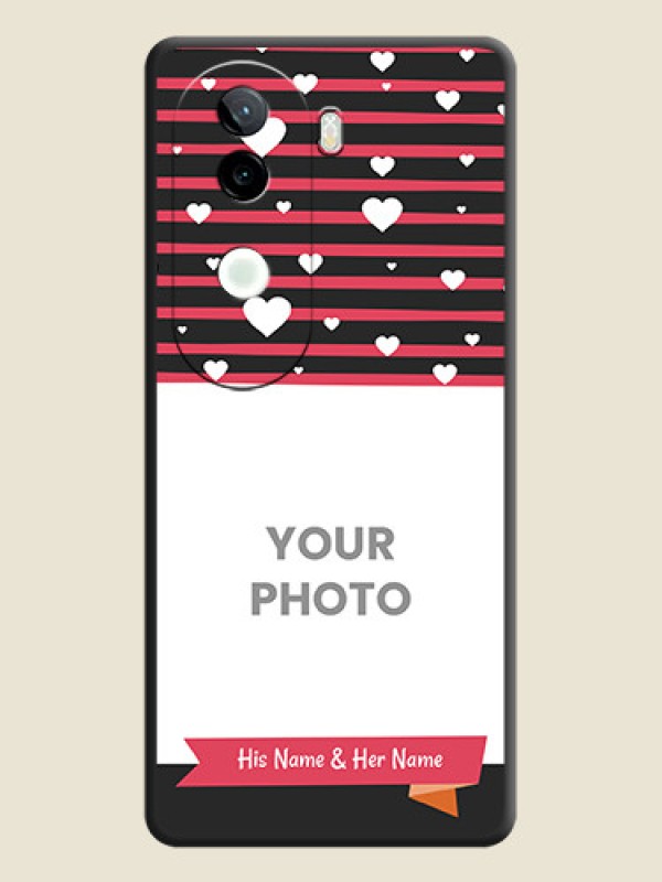 Custom White Color Love Symbols with Pink Lines Pattern On Space Black Custom Soft Matte Mobile Back Cover - Vivo V40e 5G - alternate view