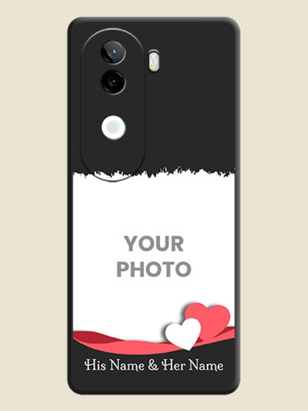 Custom Pin Color Love Shaped Ribbon Design with Text On Space Black Custom Soft Matte Mobile Back Cover - Vivo V40e 5G - alternate view