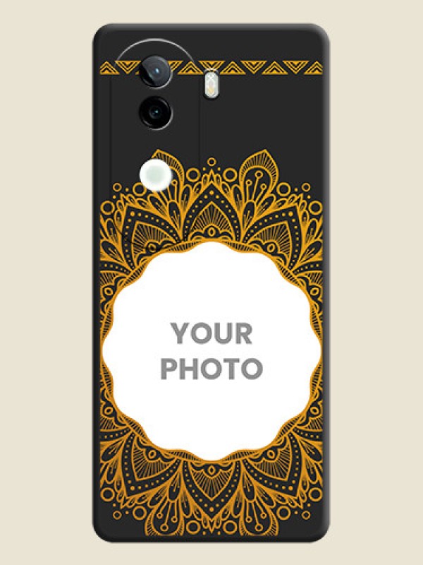 Custom Round Image with Floral Design On Space Black Custom Soft Matte Mobile Back Cover - Vivo V40e 5G - alternate view