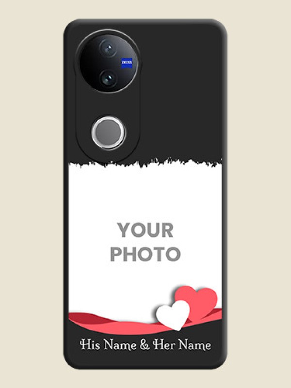 Custom Pin Color Love Shaped Ribbon Design with Text On Space Black Custom Soft Matte Mobile Back Cover - Vivo V50 5G - alternate view