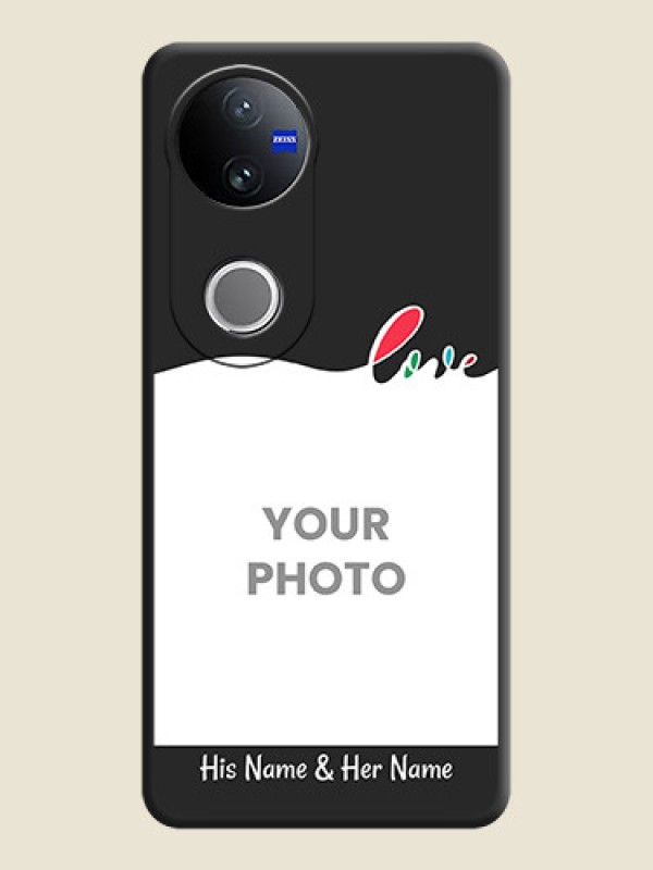 Custom Fall in Love Pattern with Picture on Photo On Space Black Custom Soft Matte Mobile Back Cover - Vivo V50e 5G - alternate view