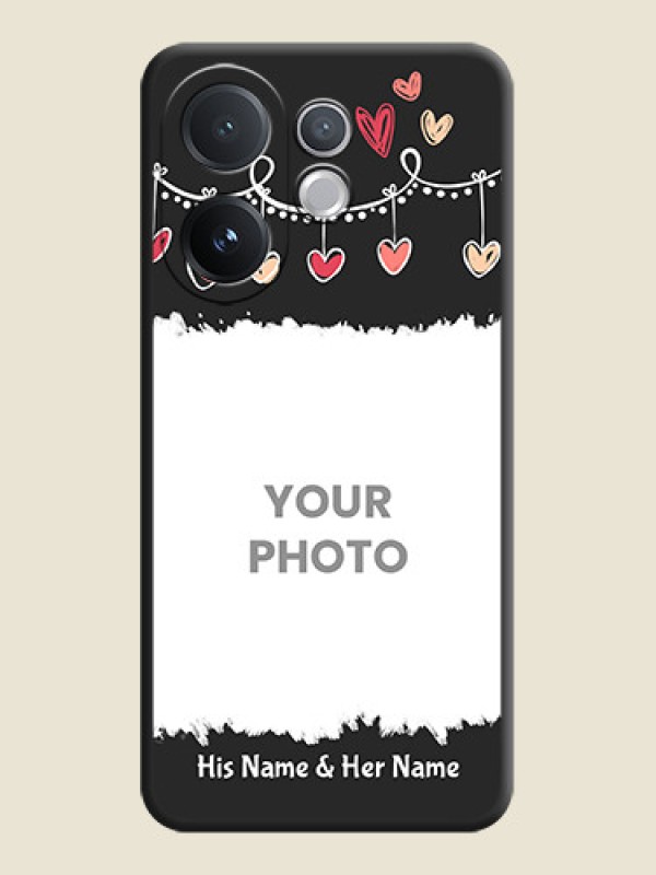Custom Pink Love Hangings with Name On Space Black Custom Soft Matte Mobile Back Cover - Vivo V60 5G - alternate view