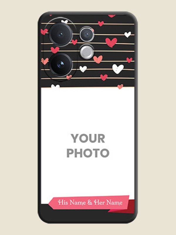 Custom Love Pattern with Name on Pink Ribbon on Photo On Space Black Custom Soft Matte Mobile Back Cover - Vivo V60 5G - alternate view