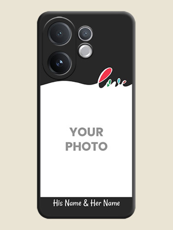 Custom Fall in Love Pattern with Picture on Photo On Space Black Custom Soft Matte Mobile Back Cover - Vivo V60 5G - alternate view