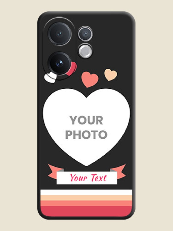 Custom Love Shaped Photo with Colorful Stripes On Space Black Custom Soft Matte Mobile Back Cover - Vivo V60 5G - alternate view