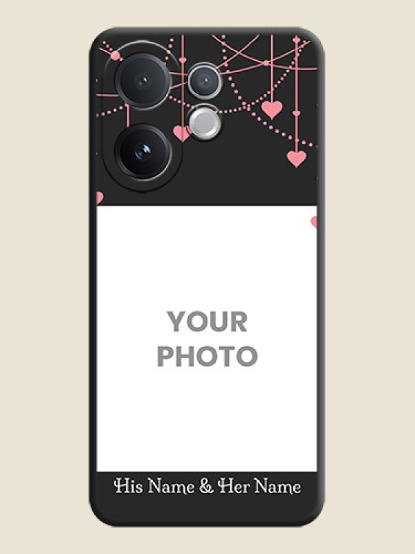 Custom Pink Love Hangings with Text On Space Black Custom Soft Matte Mobile Back Cover - Vivo V60 5G - alternate view