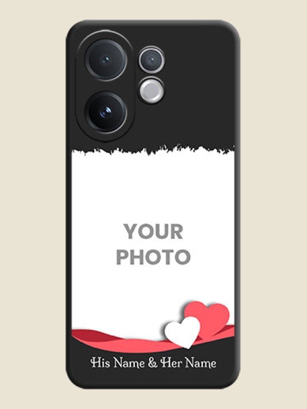Custom Pin Color Love Shaped Ribbon Design with Text On Space Black Custom Soft Matte Mobile Back Cover - Vivo V60 5G - alternate view