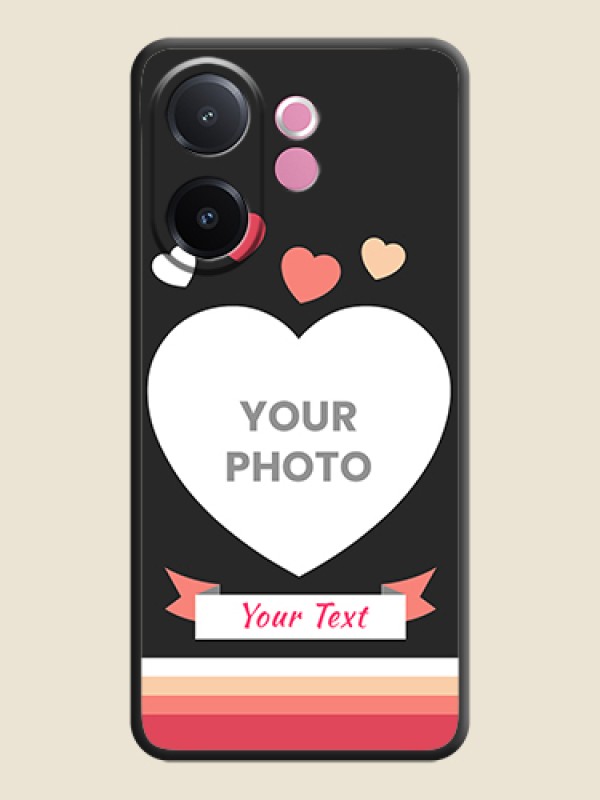 Custom Love Shaped Photo with Colorful Stripes On Space Black Custom Soft Matte Mobile Back Cover - Vivo V60e 5G - alternate view
