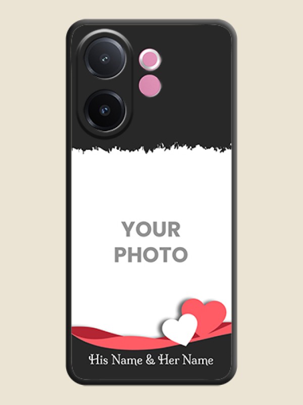 Custom Pin Color Love Shaped Ribbon Design with Text On Space Black Custom Soft Matte Mobile Back Cover - Vivo V60e 5G - alternate view