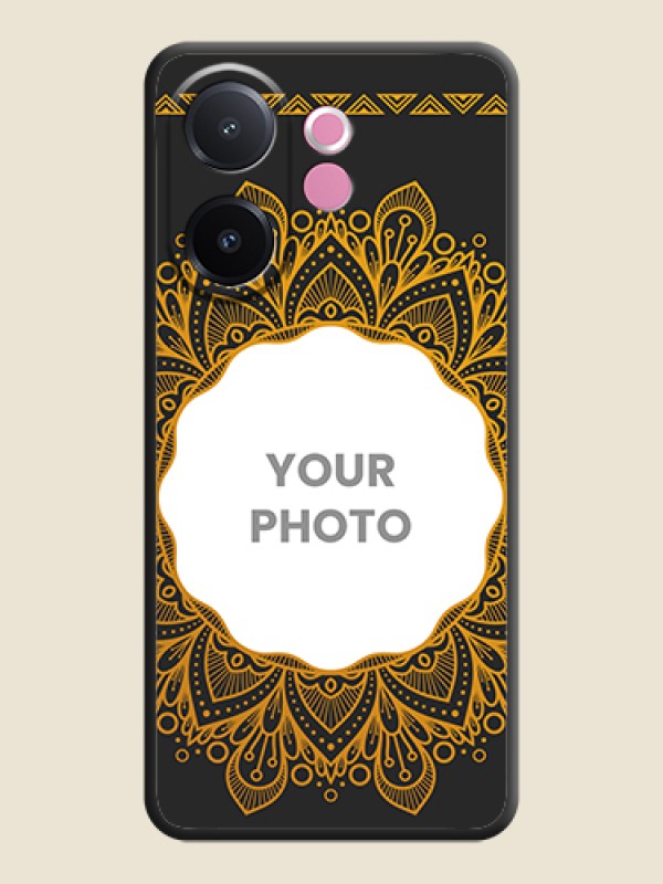 Custom Round Image with Floral Design On Space Black Custom Soft Matte Mobile Back Cover - Vivo V60e 5G - alternate view