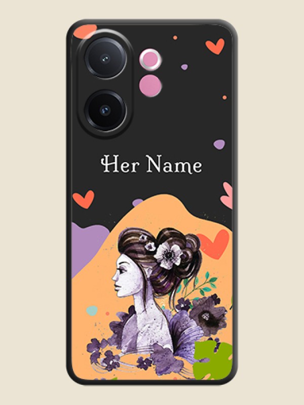 Custom Namecase For Her With Fancy Lady Image On Space Black Custom Soft Matte Mobile Back Cover - Vivo V60e 5G - alternate view