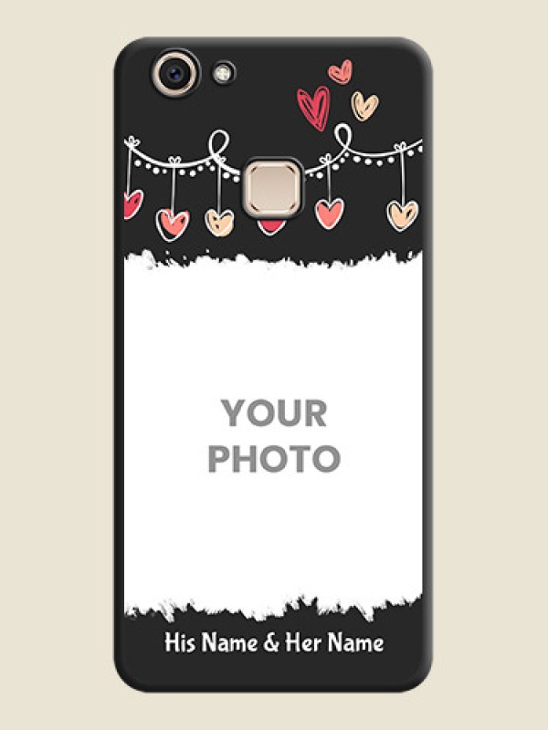 Custom Pink Love Hangings with Name On Space Black Custom Soft Matte Mobile Back Cover - Vivo V7 Plus - alternate view