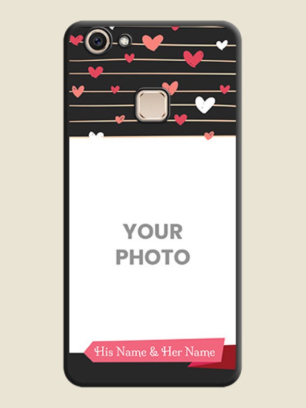 Custom Love Pattern with Name on Pink Ribbon  on Photo On Space Black Custom Soft Matte Mobile Back Cover - Vivo V7 Plus - alternate view