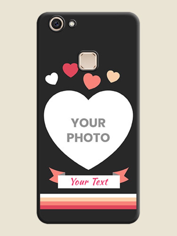 Custom Love Shaped Photo with Colorful Stripes On Space Black Custom Soft Matte Mobile Back Cover - Vivo V7 Plus - alternate view
