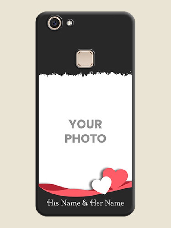 Custom Pin Color Love Shaped Ribbon Design with Text On Space Black Custom Soft Matte Mobile Back Cover - Vivo V7 Plus - alternate view