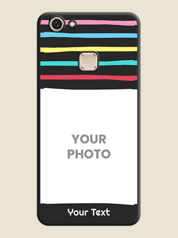 Custom Multicolor Lines with Image On Space Black Custom Soft Matte Mobile Back Cover - Vivo V7 Plus - alternate view